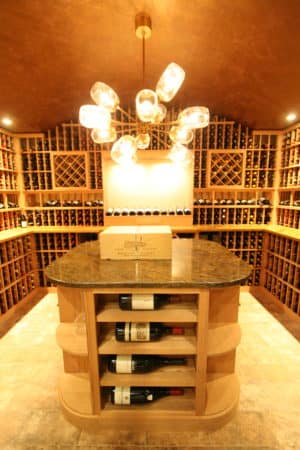 Custom Wine Cellar floating diamond bins